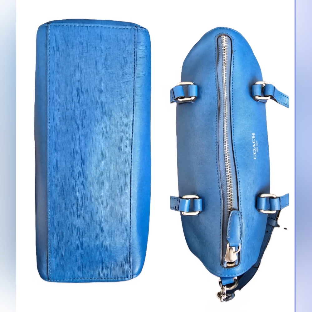 Coach Saffiano Leather Mini Satchel in Blue & matching Wallet VGUC - Picture 9 of 15